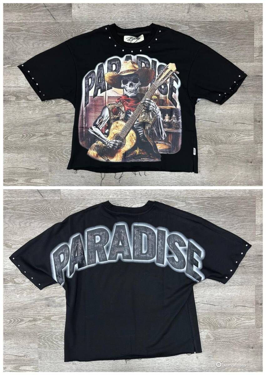 "BKYS paradise " F-TERRY CROPPED  Color black - Image 2