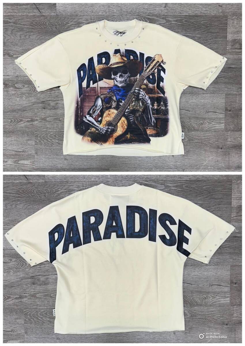 "BKY paradise " F-TERRY CROPPED  Color off white - Image 2